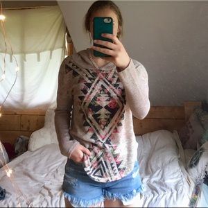 Bella D. Womens Small Cream and Floral Sweater